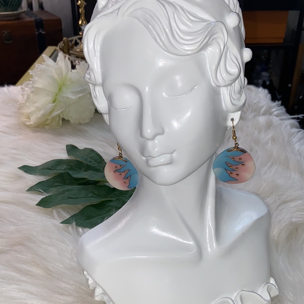 Ceramic Pastel Color Gold Tone Earrings